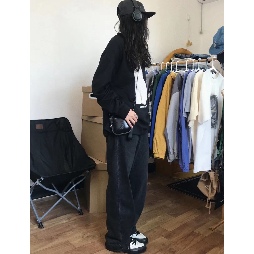 SALMO Áo Sweater in hình dễ thương con mèo trắng thời trang nữ hàn quốc oversize ulzzang 100% cotton