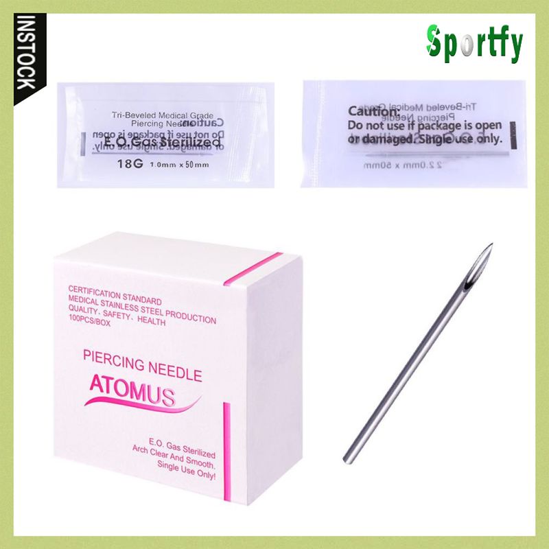 Set 100 Kim Xỏ Khuyên Tai / Rốn / Núm Vú Giả Bằng Thép Không Gỉ 12G / 14G / 16G / 18G / 20G / Mix Size