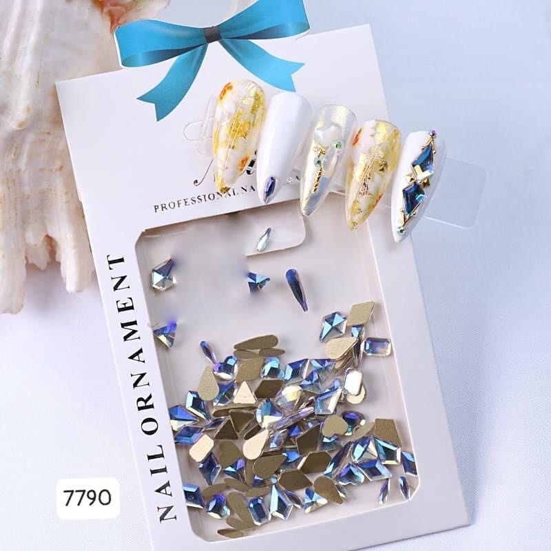 Đá khối nail chân bằng mix 100 viên đính móng Siêu sáng