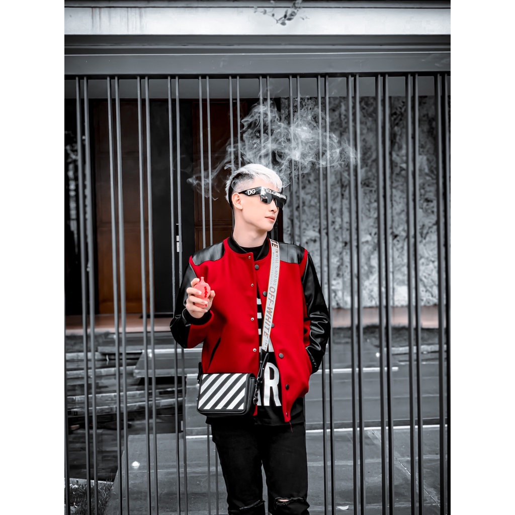 🔥Hot🔥Áo khoác bomber Saint Laurent phối da thiết kế hot trend Nam nữ New 2022