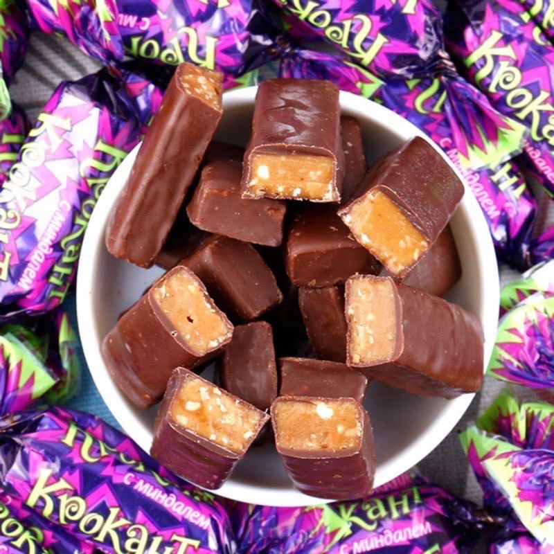 Kẹo Tím Krokant Socola Hạnh Nhân Nga Gói 500g