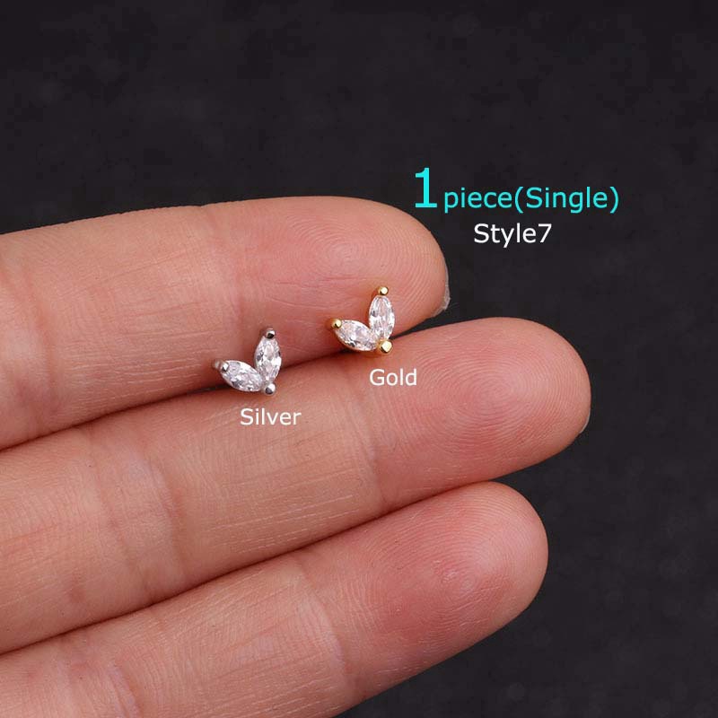 1 Khuyên Xỏ Sụn Tai Bằng Thép Không Gỉ Đính Đá Zircon Mini Thời Trang Cho Nữ JP5
