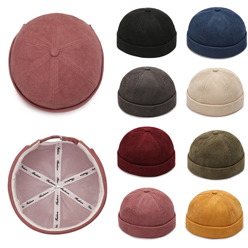 Mũ Beanie Không Vành Màu Sắc Trơn Phong Cách Hip Hop Đường Phố Cho Nam