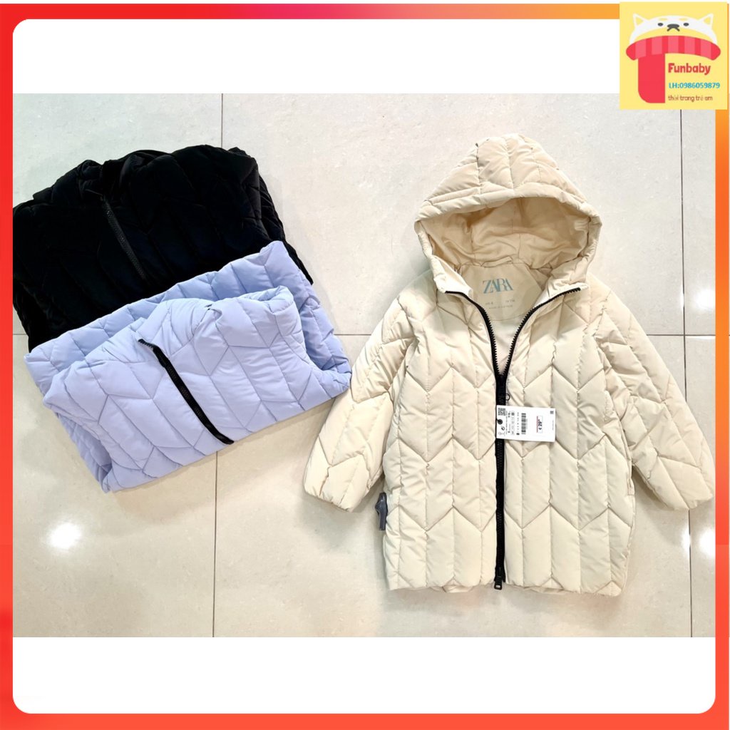 Áo phao dáng dài cho bé 6-12 tuổi trần bông nhiều màu, Áo khoác phao trẻ em nữ kiểu dáng khỏe khoán thời trang