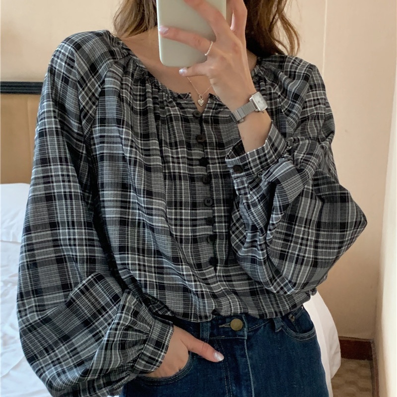 Áo sơ mi SUXI dài tay dáng rộng phong cách cổ điển Hàn Quốc giản dị