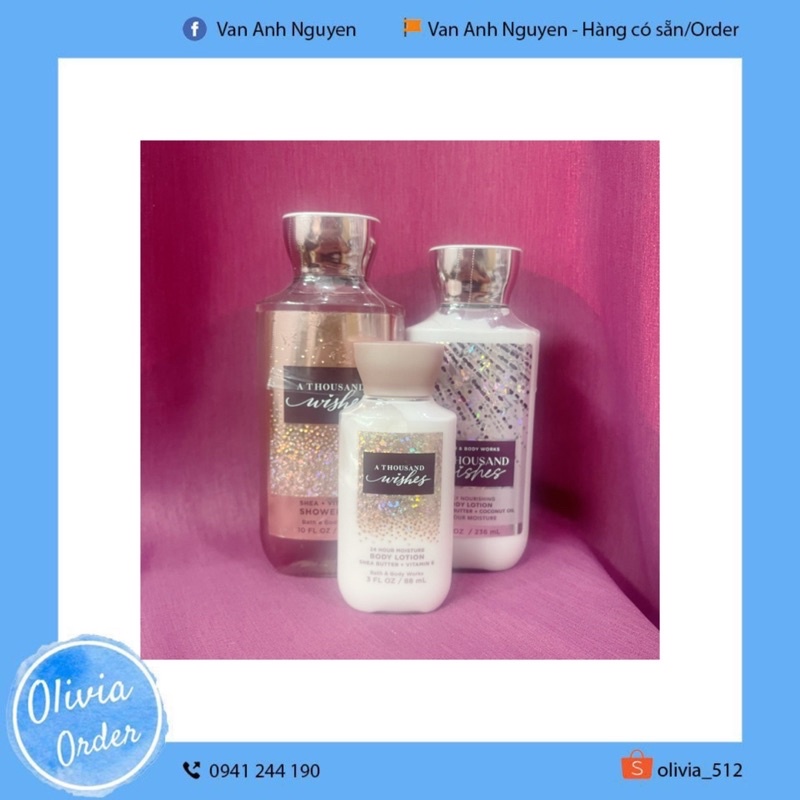 Sữa tắm, dưỡng thể mùi A Thousand Wishes - BBW - hàng có sẵn
