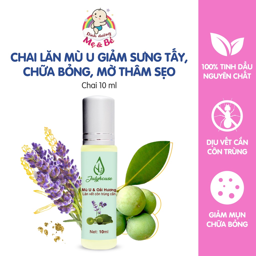 Chai lăn Mù U Giảm Sưng tấy, Chữa bỏng, Mờ thâm sẹo cho bé JULYHOUSE (10ml)
