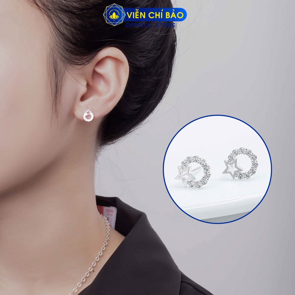 Khuyên tai bạc nữ sao đá chất liệu bạc 925 thời trang phụ kiện trang sức nữ Viễn Chí Bảo E094