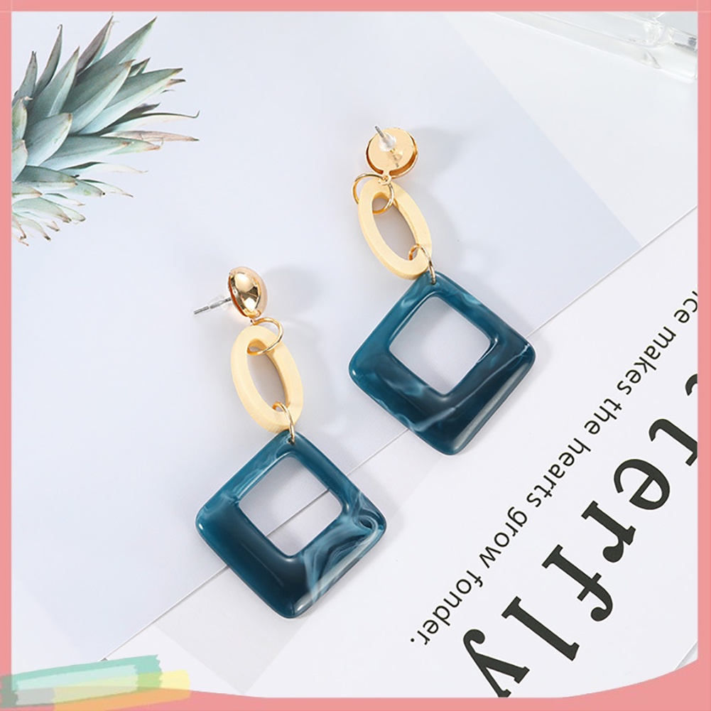 Khuyên tai dáng dài mặt hình thoi phong cách vintage