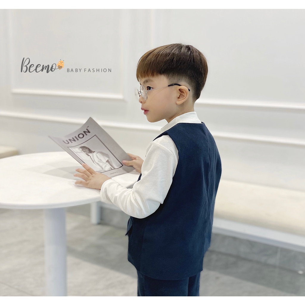 Set bộ vest Gile Beemo công tử chất liệu nhung chéo Hàn Quốc mặc sự kiện, lễ Tết cho bé từ 1 đến 6 tuổi - 22352B