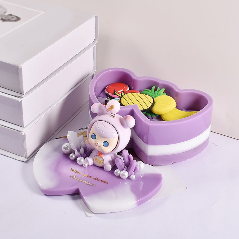 Sa Khuôn Silicone Làm Hộp Đựng Trang Sức Hình Trái Tim Đôi DIY