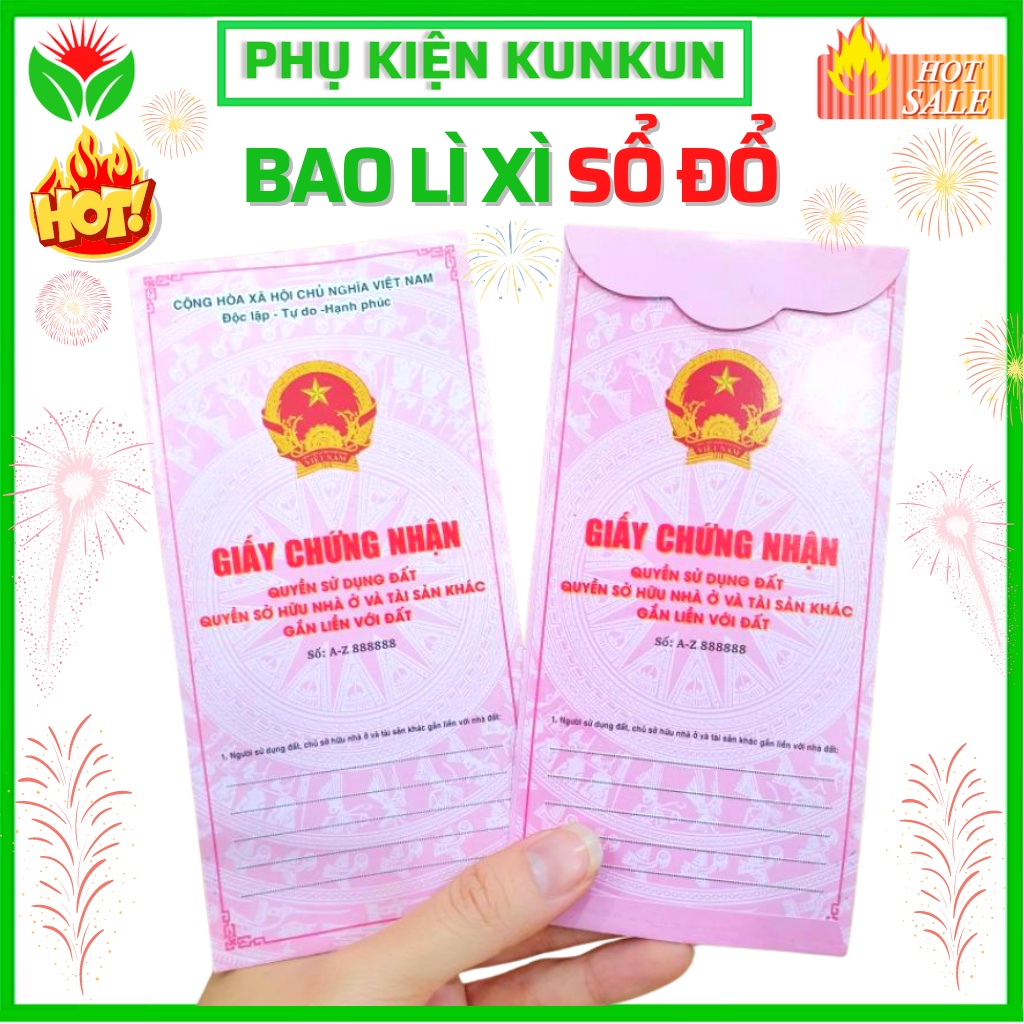 Bao lì xì sổ đỏ, sổ hồng, quyền sử dụng đất tết 2023 Tết Quý Mão đẹp siêu hot