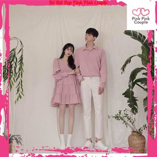 Đồ đôi nam nữ đẹp Set Váy nữ sơ mi nam đôi Hàn Quốc