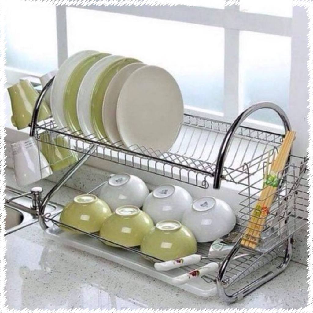 [Giá Hủy Diệt] trạn bát inox 2 tầng gấp gọn
