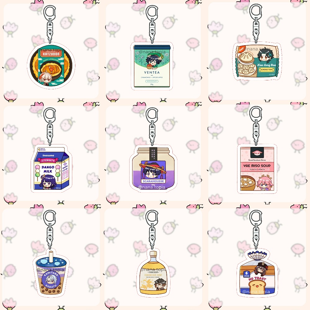 Móc Khóa GENSHIN IMPACT ver HỘP THỰC PHẨM mica acrylic anime chibi game phụ kiện chìa khóa