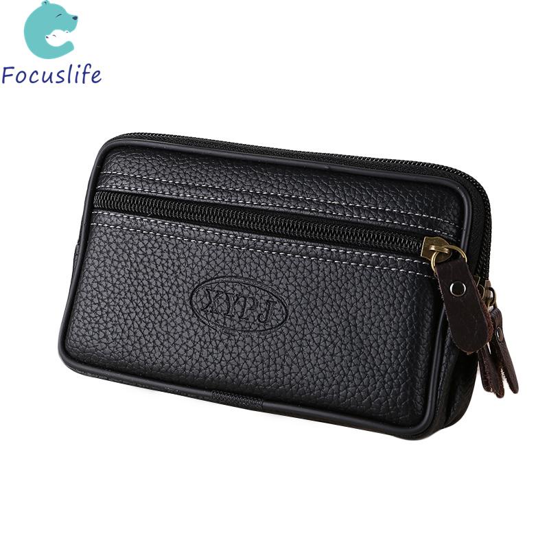 Túi Da Đeo Hông Đựng Điện Thoại Có Khóa Kéo Phong Cách Retro Cho Nam