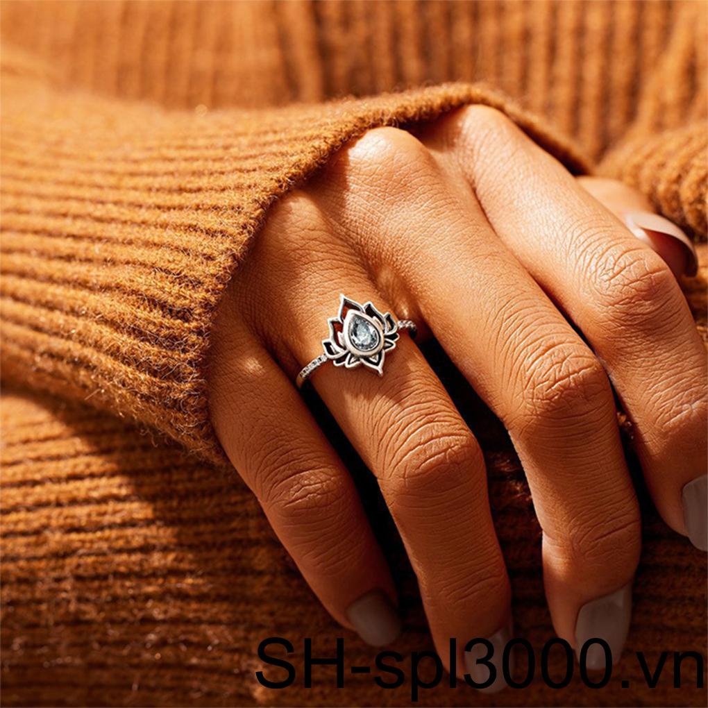 Nhẫn Hình Hoa Sen Phong Cách Vintage Thời Trang Cho Nữ 1