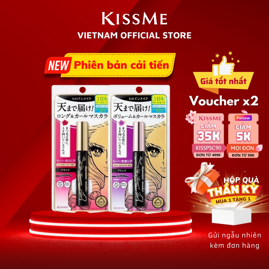 Chuốt Mi Mascara Kissme Siêu Bền Giúp Nâng Cong Và Dày Rậm Mi Tối Đa