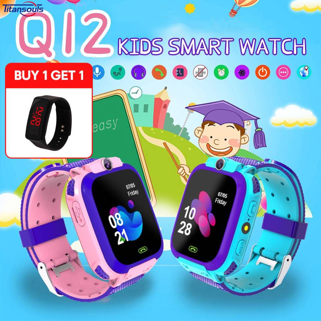 Đồng Hồ Thông Minh Trẻ Em Q12 Thiết Bị Theo Dõi Trẻ Em Chống Mất Gps Sos Màn Hình Cảm Ứng Hỗ Trợ Thẻ Sim Android Ios VN