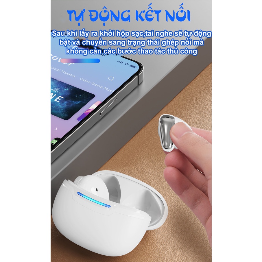 Tai Nghe Bluetooth LB80 5.1 Không Dây Cao Cấp Chạm Cảm Ứng Thông Minh Chống Nước IPX5 Chống Mồ Hôi Pavu Tech