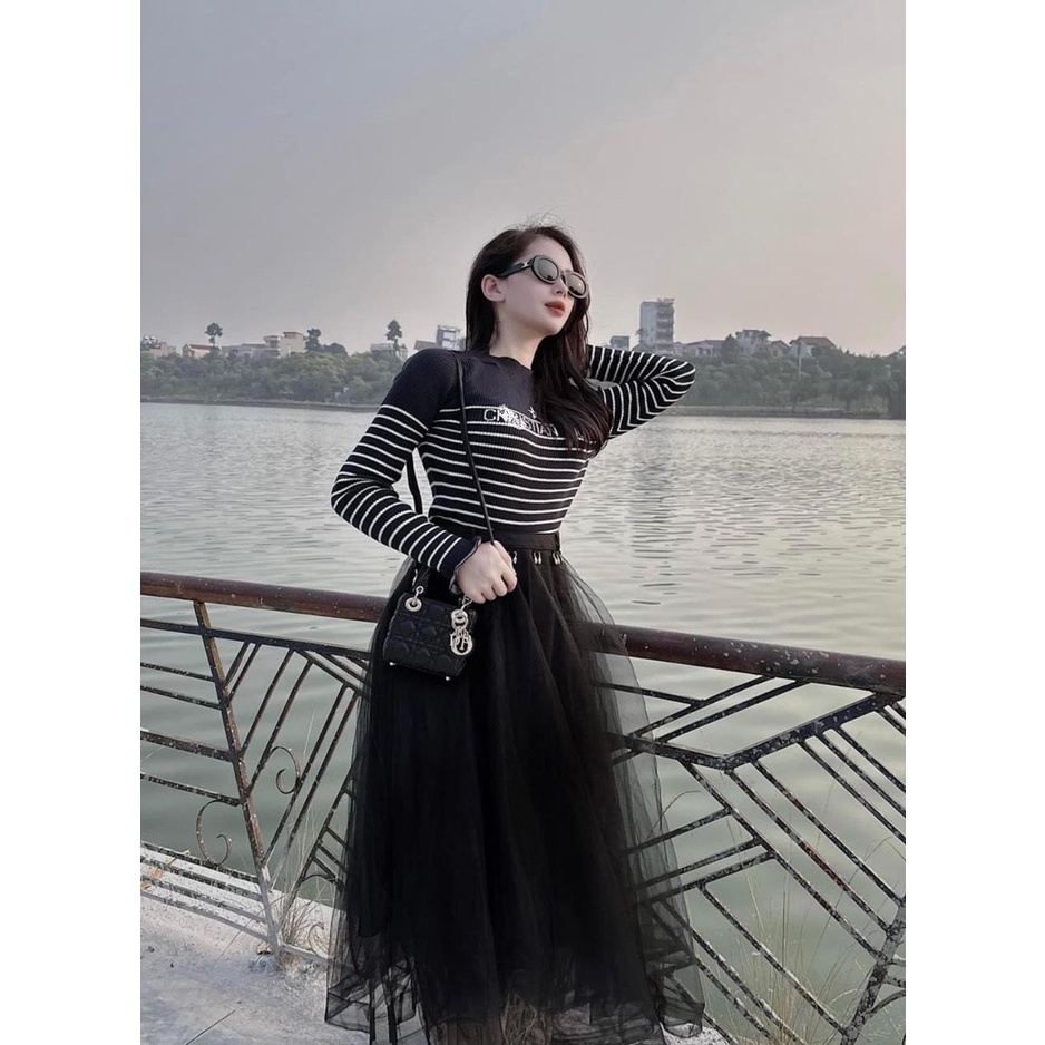 Áo len kẻ DR dài tay cho nữ ,