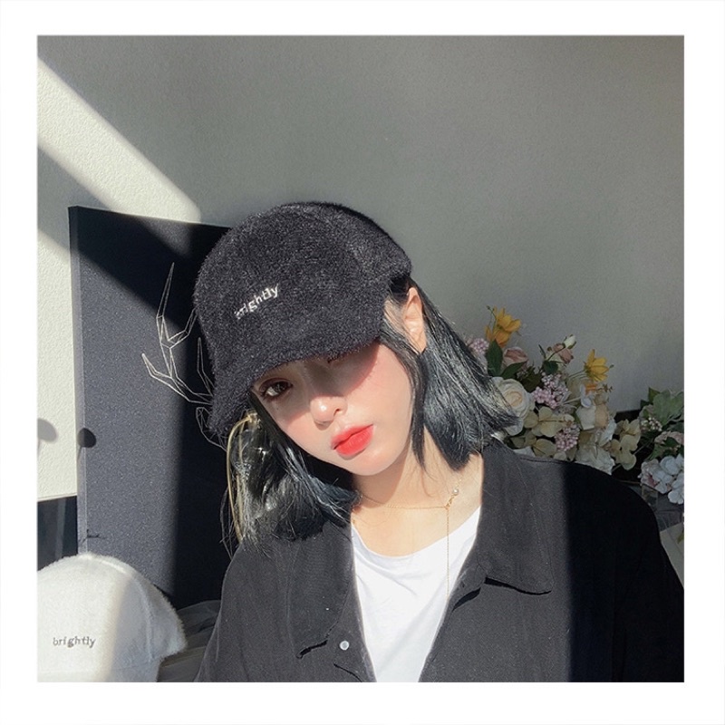 Mũ Thìa Len Pha Lông Thỏ Thêu Chữ Cực Ngầu