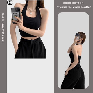 Áo ba lỗ croptop thun nữ COCOCOTTON chất cao cấp 2 lớp CC24