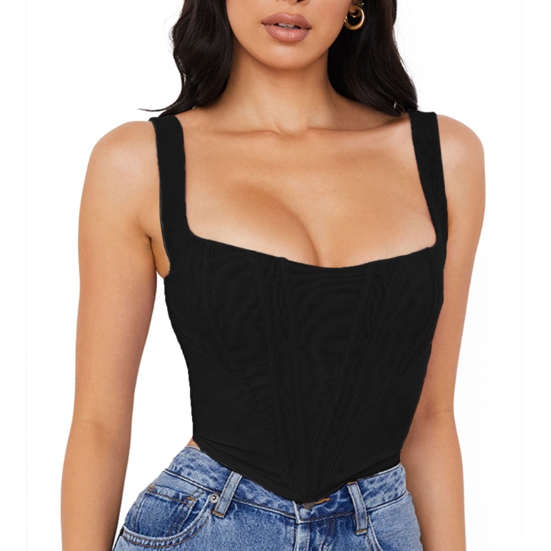 Áo Croptop Không Tay Cổ Vuông Dáng Ôm Gợi Cảm Dành Cho Nữ