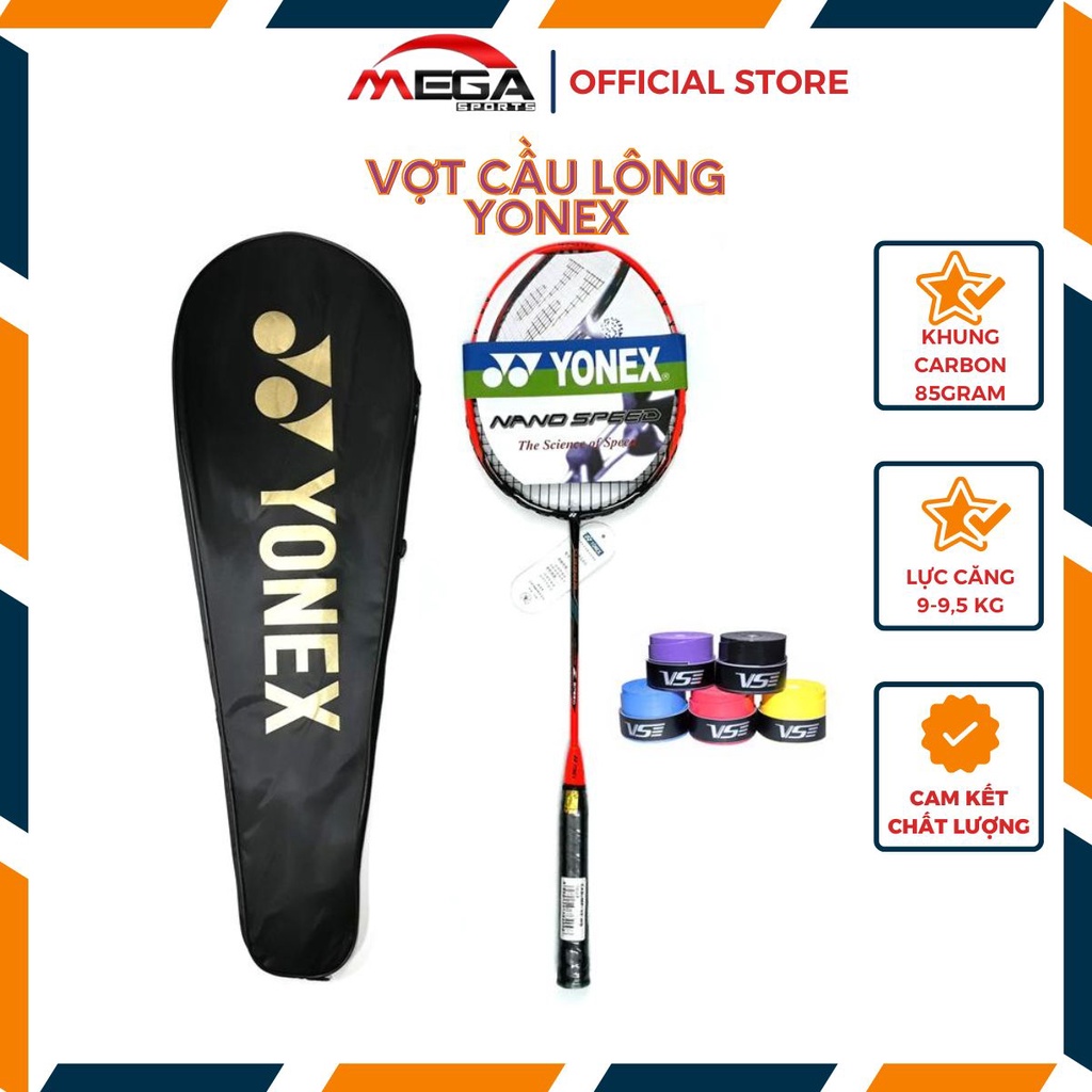 Vợt cầu lông giá rẻ Y0NEX khung carbon siêu nhẹ, siêu bền tặng kèm bao vợt và quấn vợt, lực căng 8,5kg (1 chiếc)