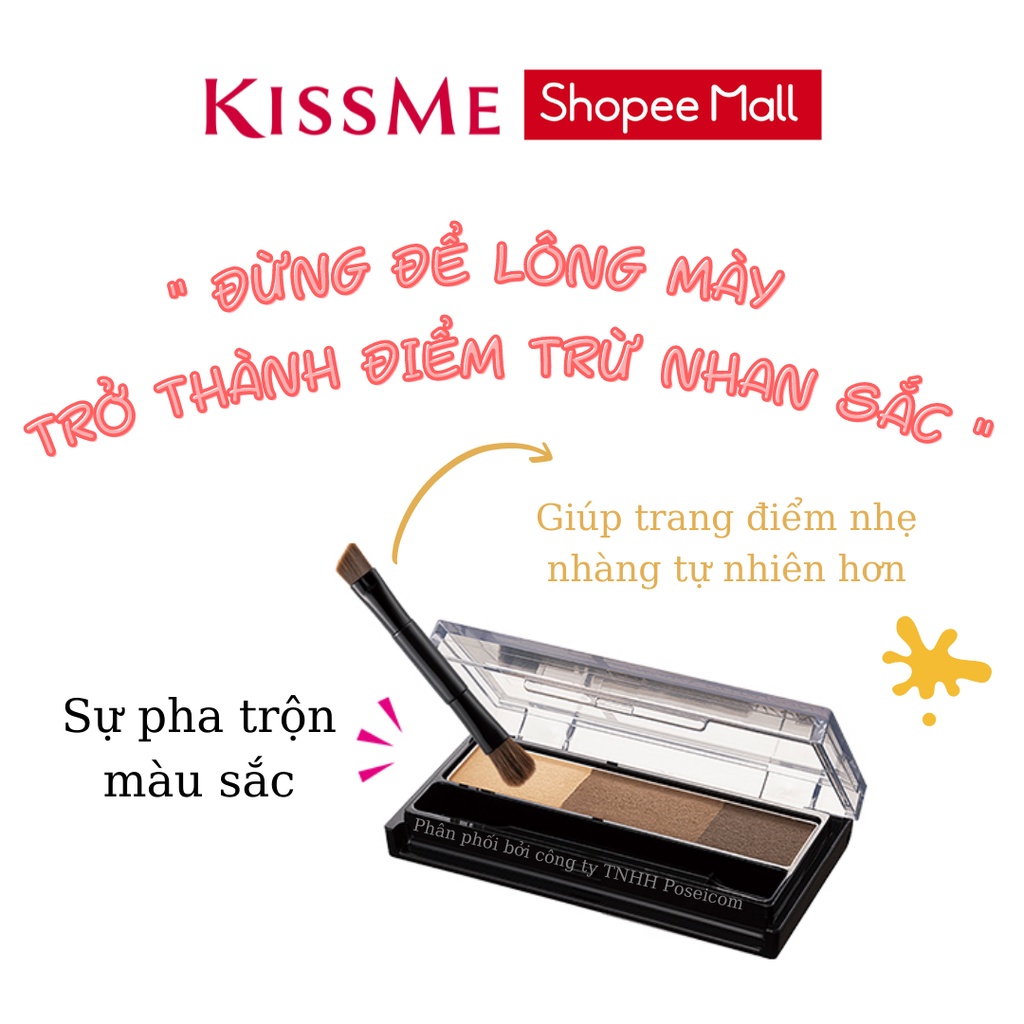 Bột Kẻ Lông Mày Kissme Chống Trôi Siêu Mịn Kissme Heavy Rotation Natural Powder Eyebrow 3 Màu Kèm Cọ Vẽ 2 Đầu 2.3G