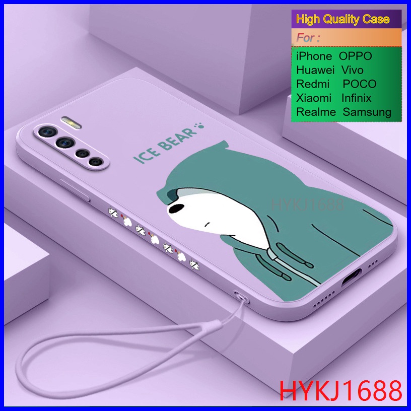 Ốp lưng OPPO A91 Ốp Điện Thoại tpu Silicon Hình Gấu Đội Mũ Thời Trang Cho OPPO A91 HBX