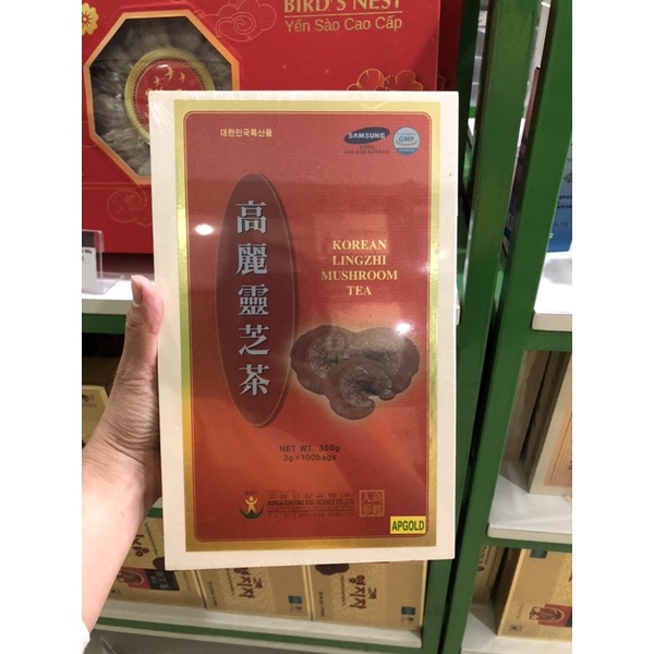 Trà sâm linh chi hộp gỗ Hàn Quốc 300g