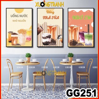  Tranh treo tường canvas 3 bức tranh decor đồ uống trang trí quán cà phê quán ăn phòng ăn spa 251 