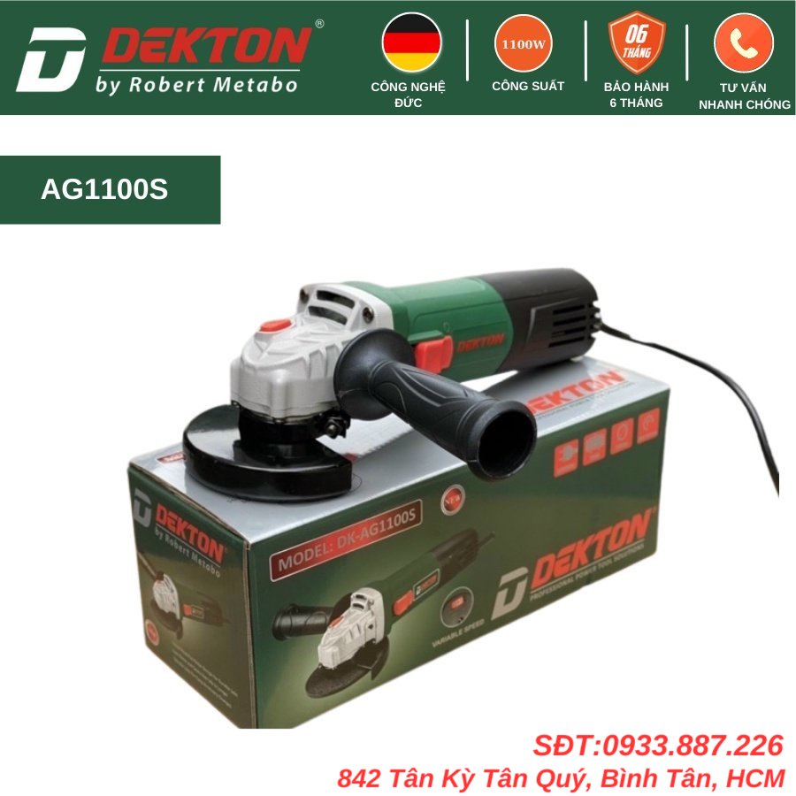 Máy Mài Gốc Dekton AG1100S/ Công Suất 1100W Sử Dụng Đá 100mm/ Có Điều Tốc