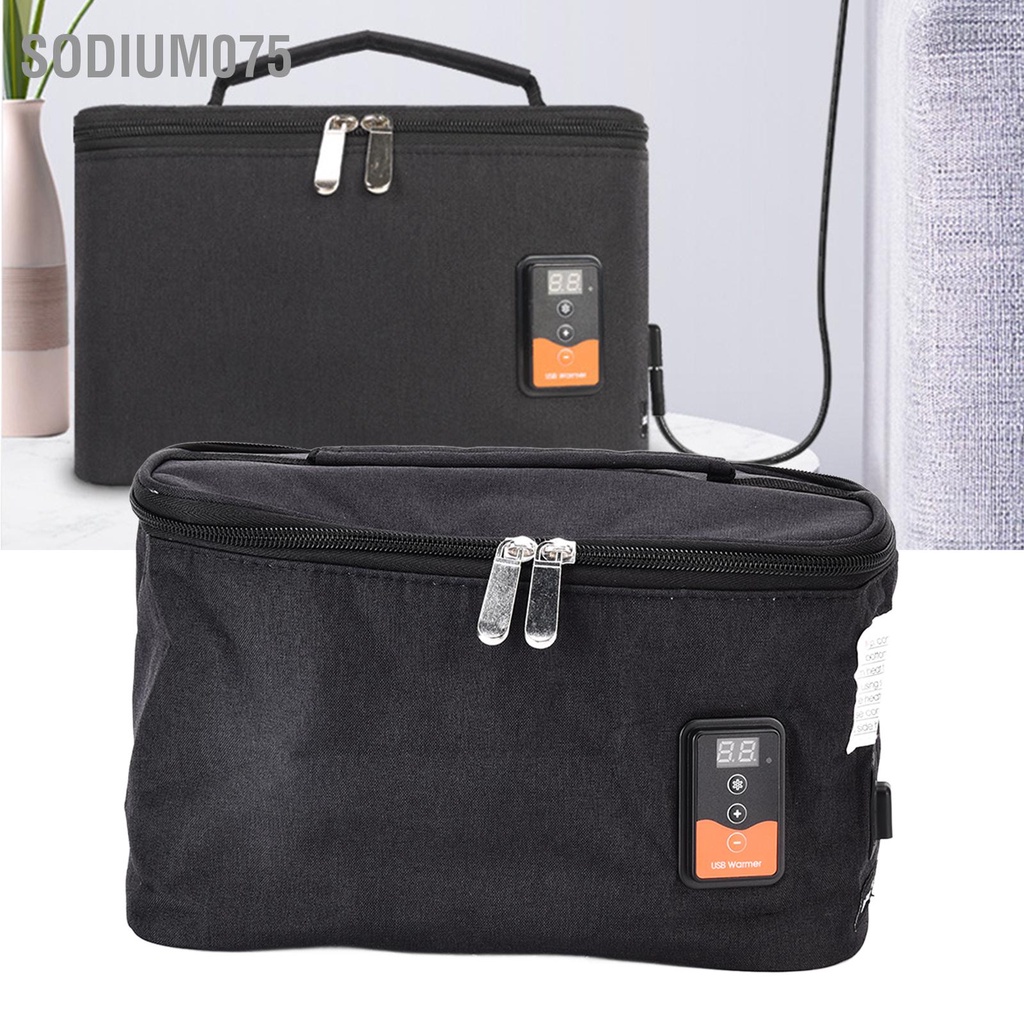 Sodium075 Túi đựng đồ ăn trưa di động Hình vuông màu đen Hộp hâm nóng thức làm nhanh dã ngoại cho du lịch cắm trại