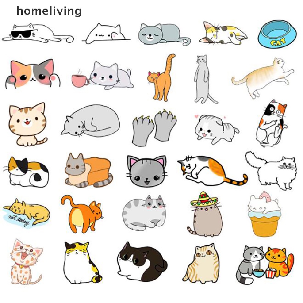 Túi 50 Miếng Dán Chống Thấm Nước Họa Tiết Hoạt Hình Dễ Thương Trang Trí Sổ Tay / Máy Tính