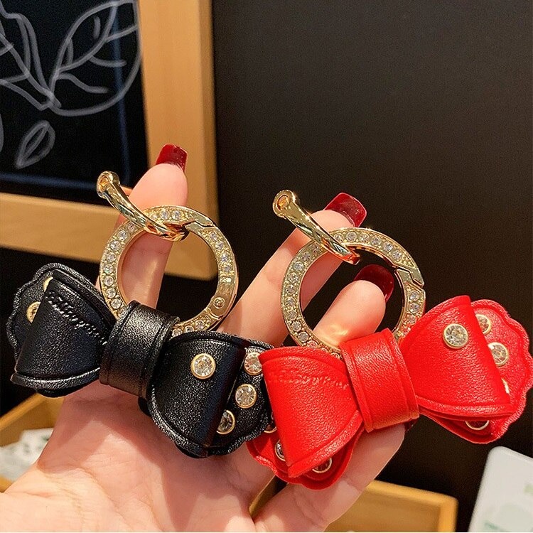 Móc Chìa Khóa Ô Tô Xe Máy Túi Xách Balo Hình Nơ Đính Đá Dễ Thương