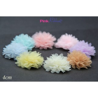Hoa voan păng xê 4cm dùng làm hoa trang trí may mặc, hoa cài áo, hoa phụ liệu may mặc, phụ kiện tóc