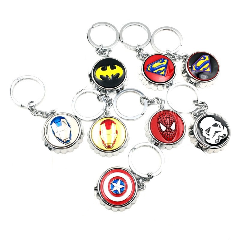 Marvel Avengers Anh Hùng Logo Móc Khóa Captain America IronMan Sáng Tạo Bia Dụng Cụ Mở Chai Mặt Dây 