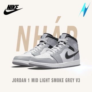 Giày Nike Air Jordan 1 Mid Light Smoke Grey Anthracite chính hãng 100%
