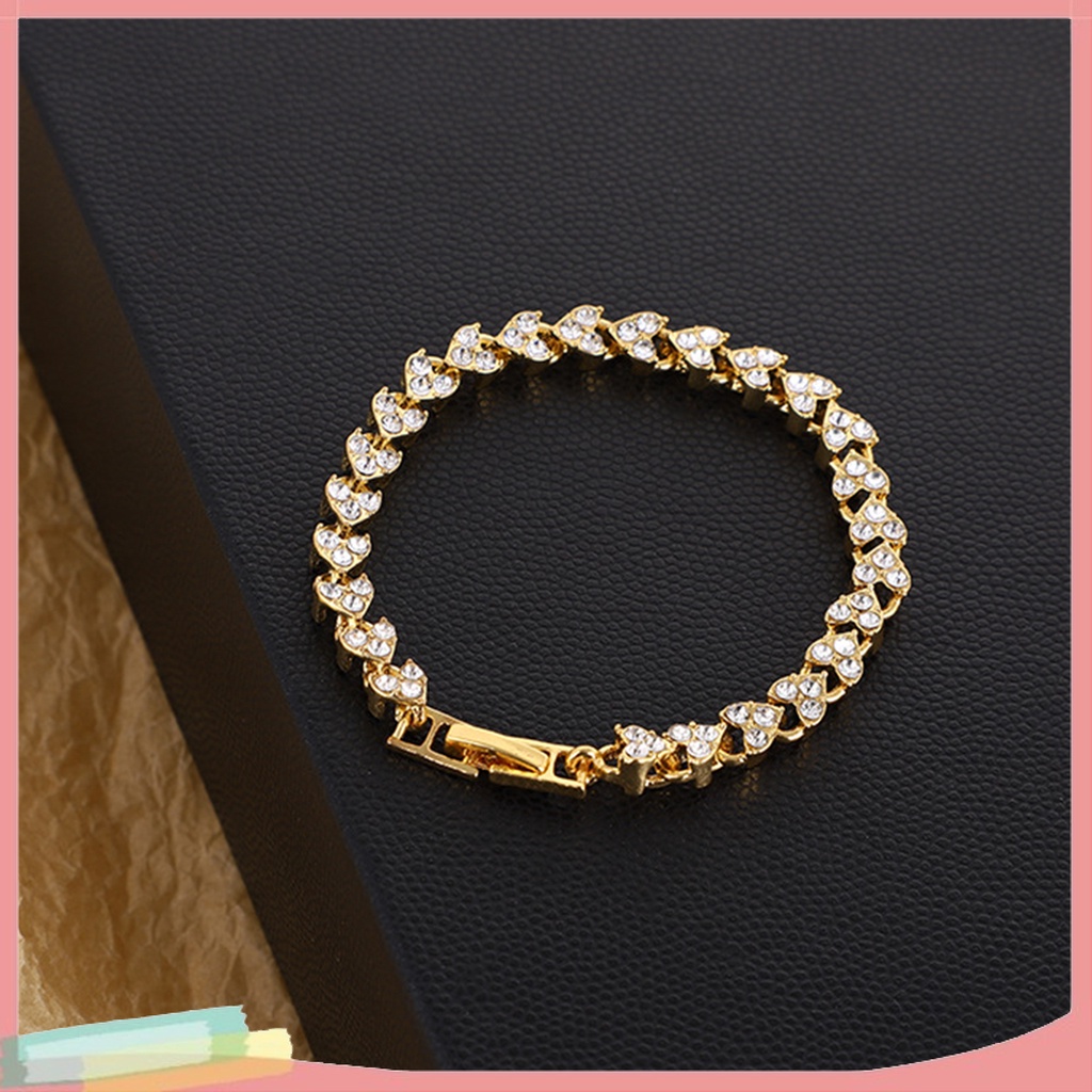 Vòng Tay Nữ Đính Pha Lê Giả Hình Trái Tim Lấp Lánh Dễ Phối Đồ Thời Trang