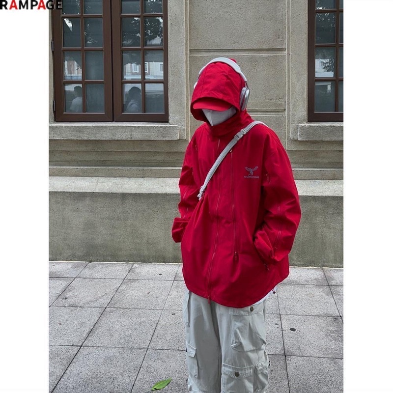 Áo khoác gió có mũ trùm đầu nam nữ phong cách retro,đường phố