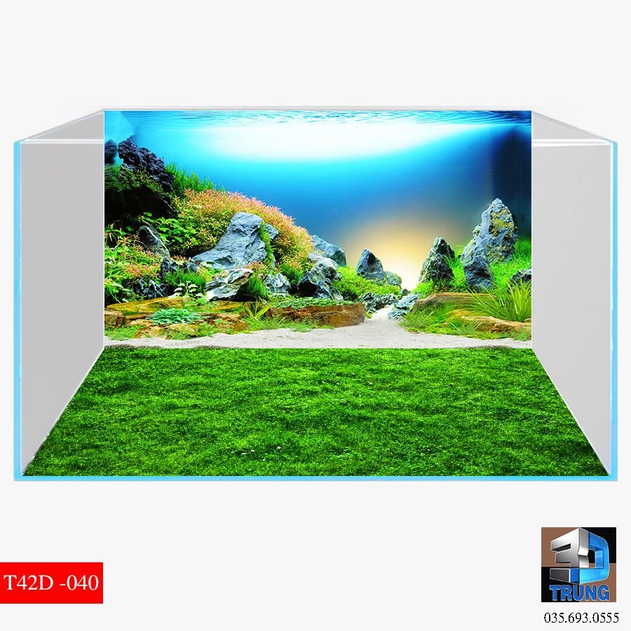 Tranh 3D Thuỷ Sinh trang trí dán bể cá, tặng kèm đồ dán siêu nét, đa dạng kích thước