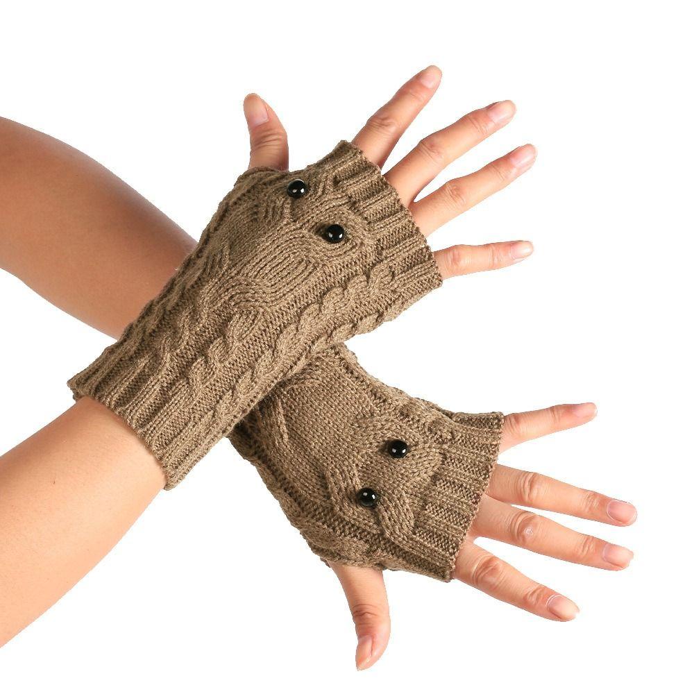 Găng Tay Dệt Kim Dày Dặn Giữ Ấm Cánh Tay Mùa Đông Cho Nữ