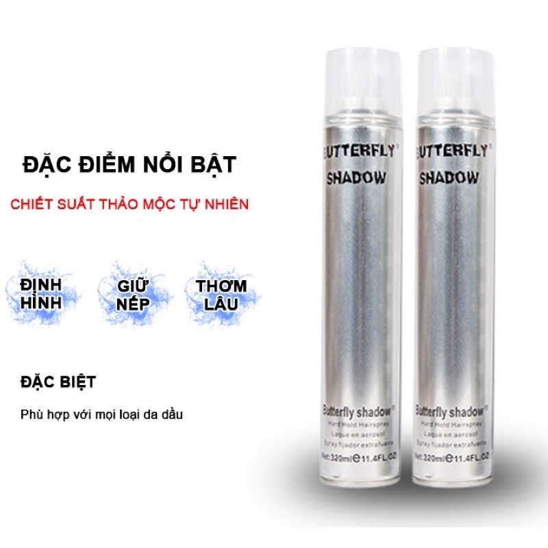 Gôm xịt tóc nam Buttrefly Shadow Gôm Bạc