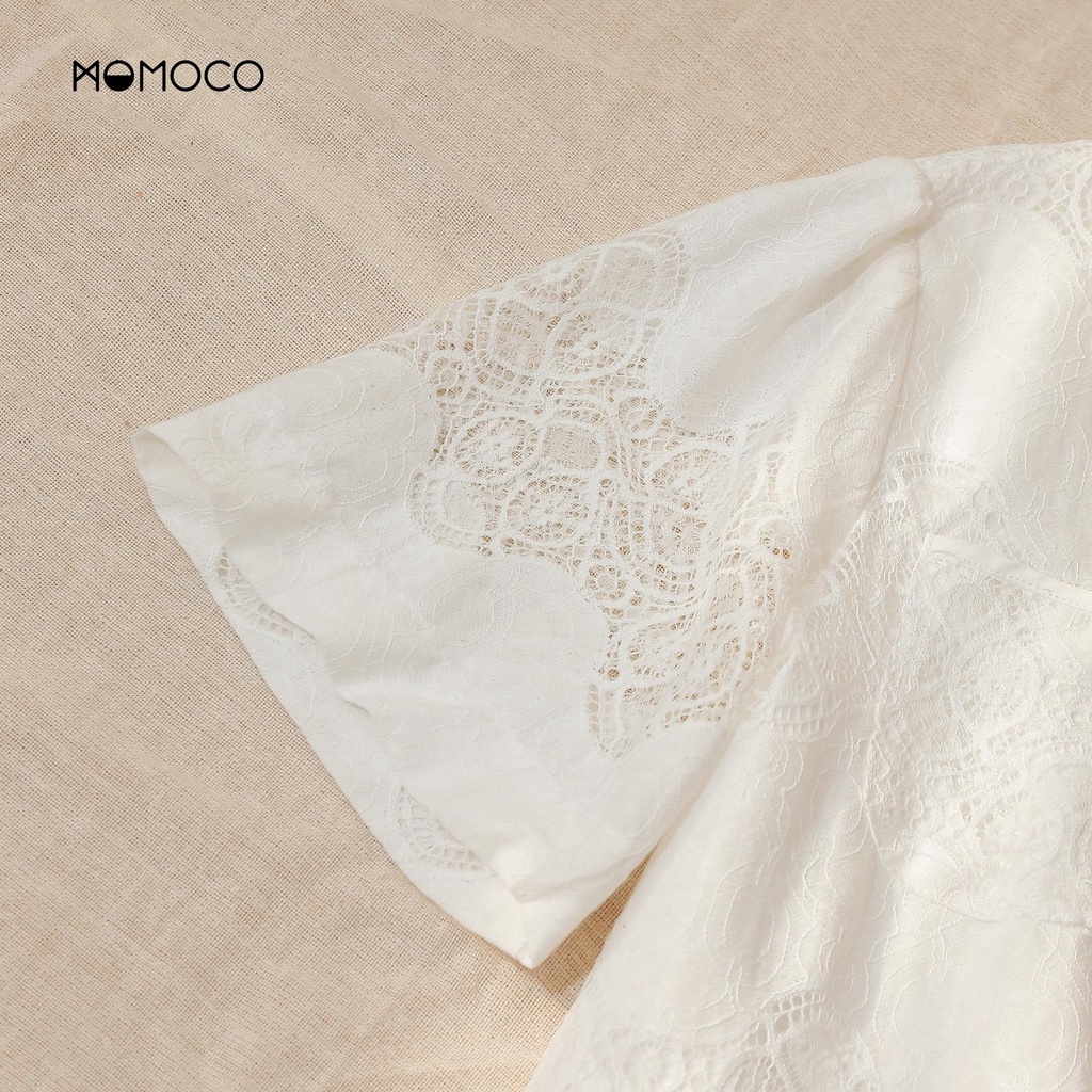 Áo Sơ Mi Bọc Viền Phối Ren MOMOCO Chất Liệu Xốp Nhăn Mềm Mại Thiết Kế Nữ Tính, Dịu Dàng M3006