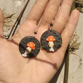 Nấm nhỏ tròn tròn - khuyên tai đất sét Polymer handmade