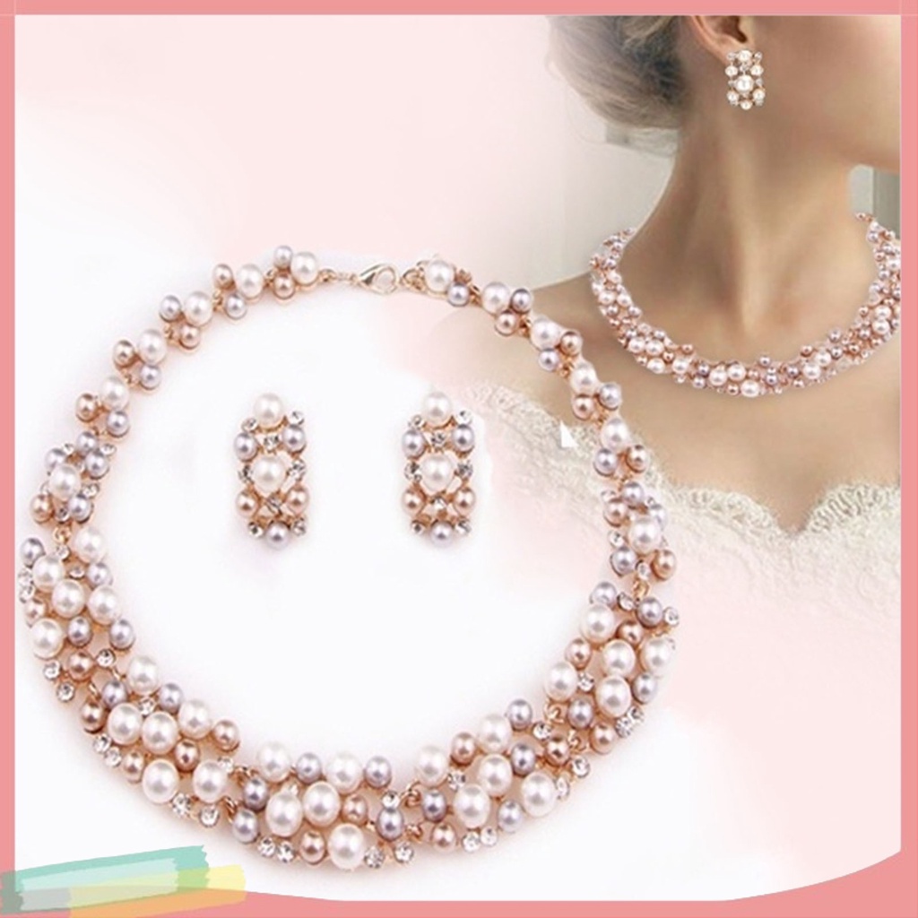 Bộ Vòng cổ + Đôi Khuyên Tai Thiết Kế Đơn Giản Sang Trọng Cho Nữ