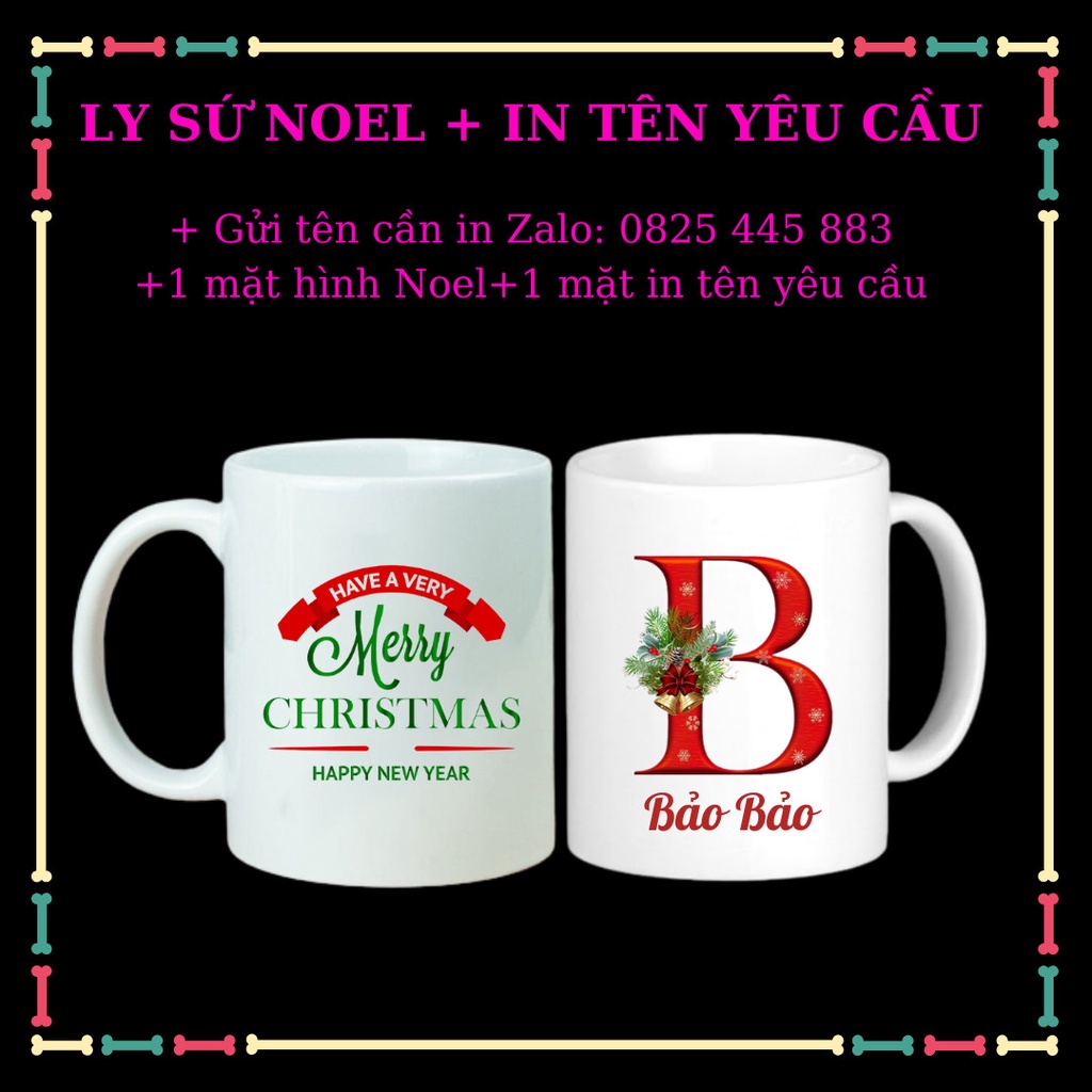 Ly sứ in hình Giáng sinh Noel Noen 2022 + In tên theo yêu cầu, Món quà vô giá mùa Giáng Sinh.