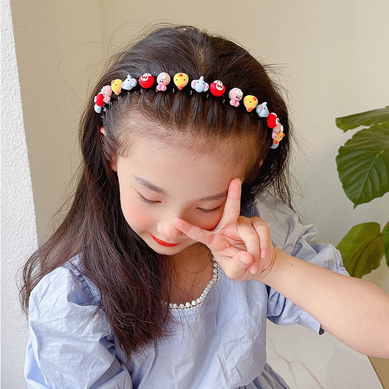 Băng Đô Cài Tóc Chống Trượt Có Răng Dâu Tây Hoạt Hình Phong Cách Hàn Quốc Cho Bé Gái